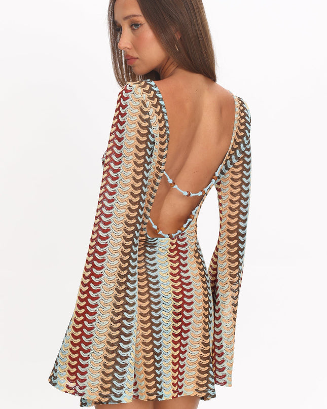 Backless Crochet Mini Dress Rainbow