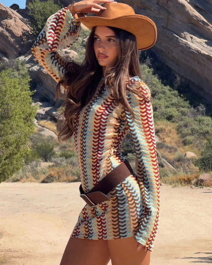 Backless Crochet Mini Dress Rainbow