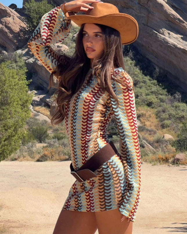 Backless Crochet Mini Dress Rainbow