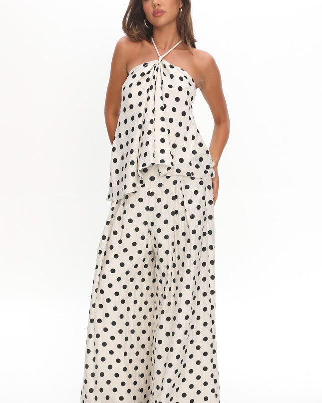 Ivory Halterneck Top Polka Dot