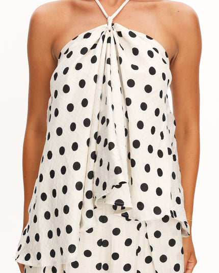 Ivory Halterneck Top Polka Dot