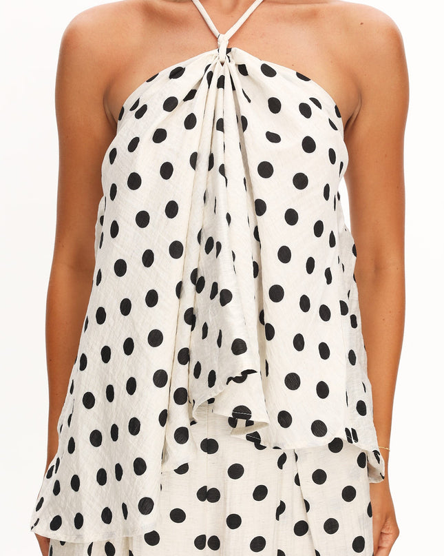 Ivory Halterneck Top Polka Dot