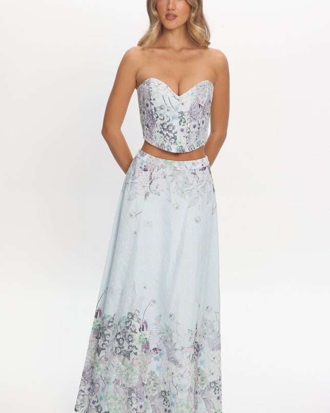 Blue Sweetheart Neckline Strapless Top