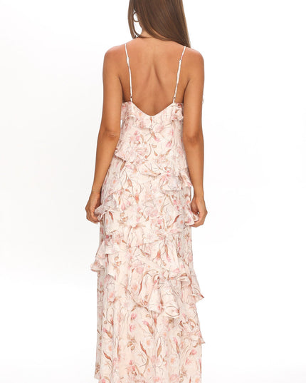 Blush Ruffle Trim Maxi Dress Floral