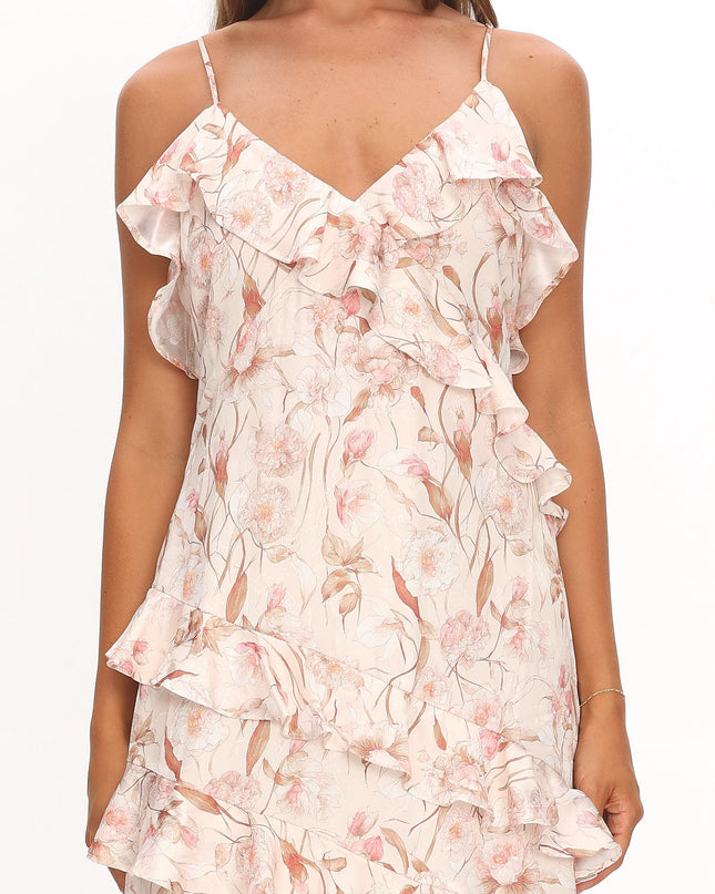 Blush Ruffle Trim Maxi Dress Floral