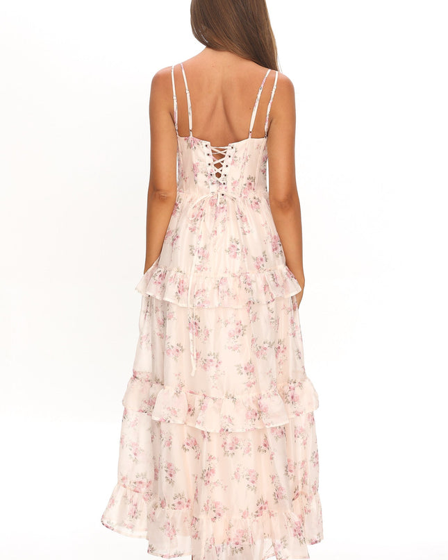 Blush Frill Trim Maxi Dress Floral