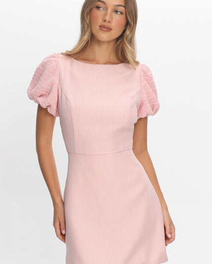 Pink Puff Sleeve Mini Dress