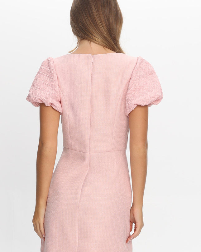 Pink Puff Sleeve Mini Dress