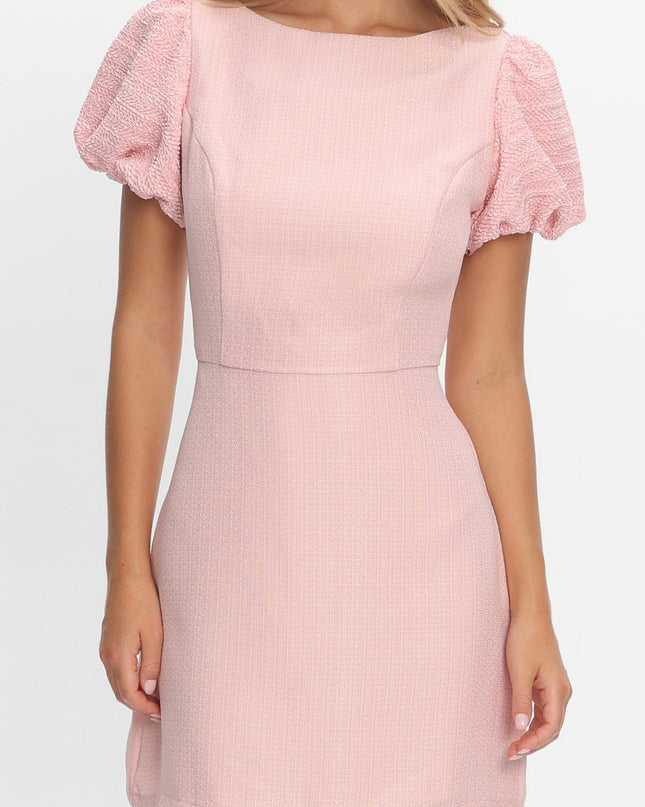 Pink Puff Sleeve Mini Dress