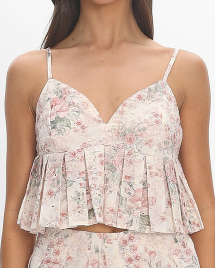 Floral Pleat Top Red