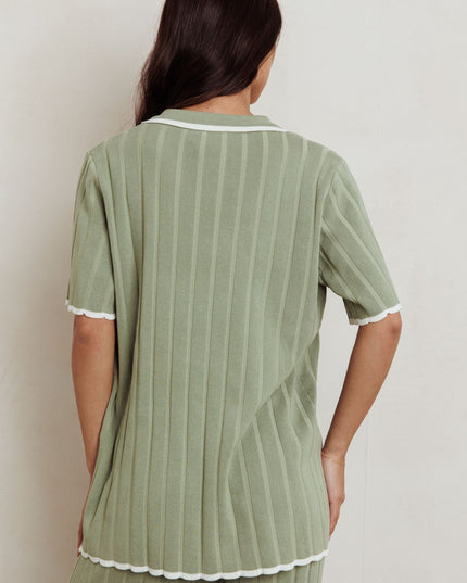 Sage Ribbed Buttoned Shirt