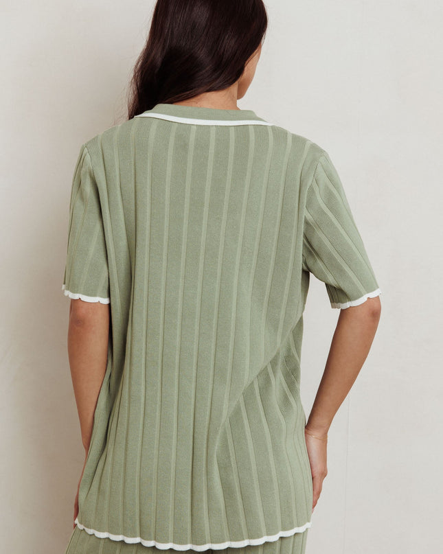 Sage Ribbed Buttoned Shirt