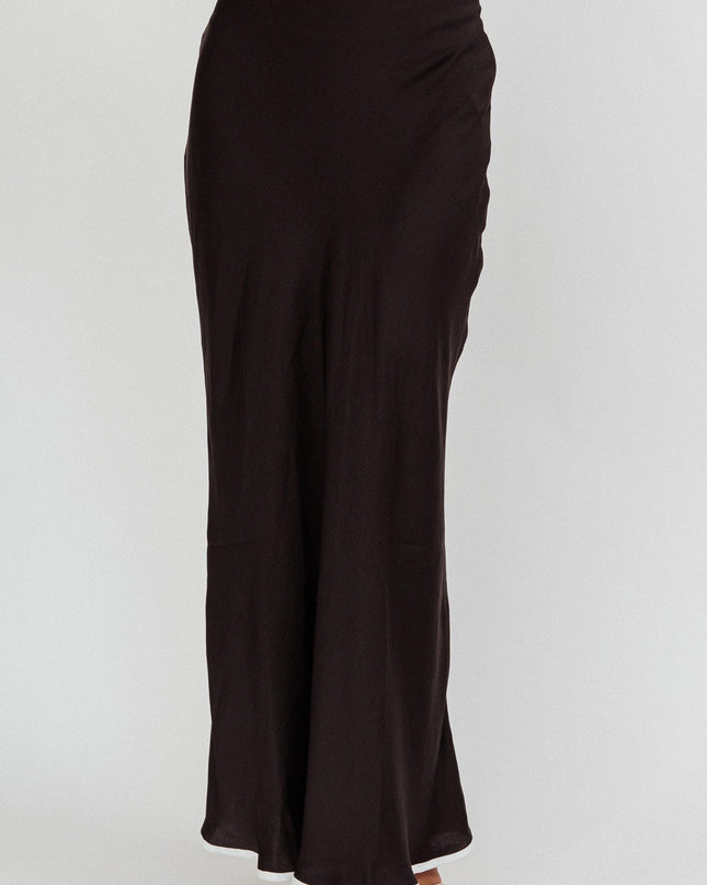Black One Contrast Trim Maxi Skirt