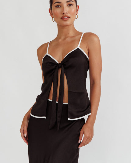 Black One Tie Front Top