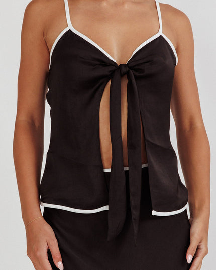 Black One Tie Front Top