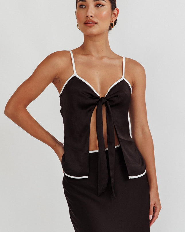 Black One Tie Front Top