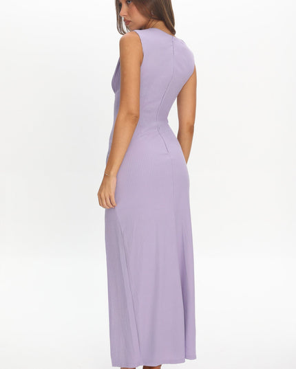 Lilac Asymmetric Neckline Maxi Dress