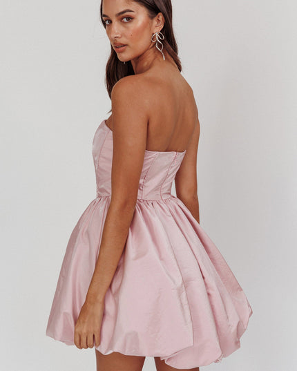 Pink Strapless Bubble Mini Dress