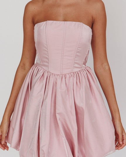 Pink Strapless Bubble Mini Dress