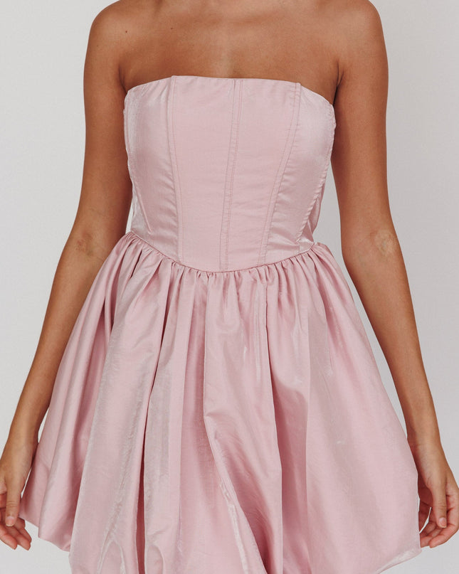Pink Strapless Bubble Mini Dress