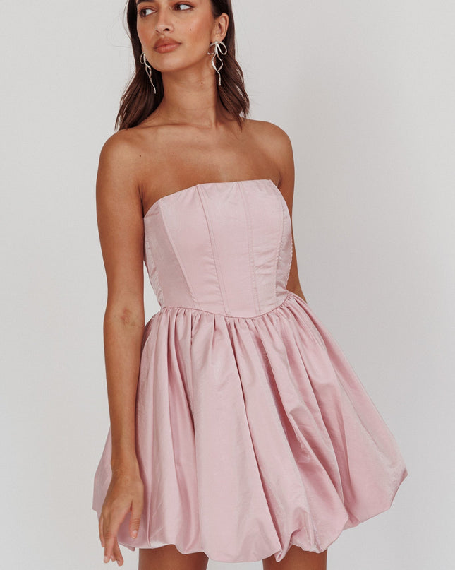 Pink Strapless Bubble Mini Dress