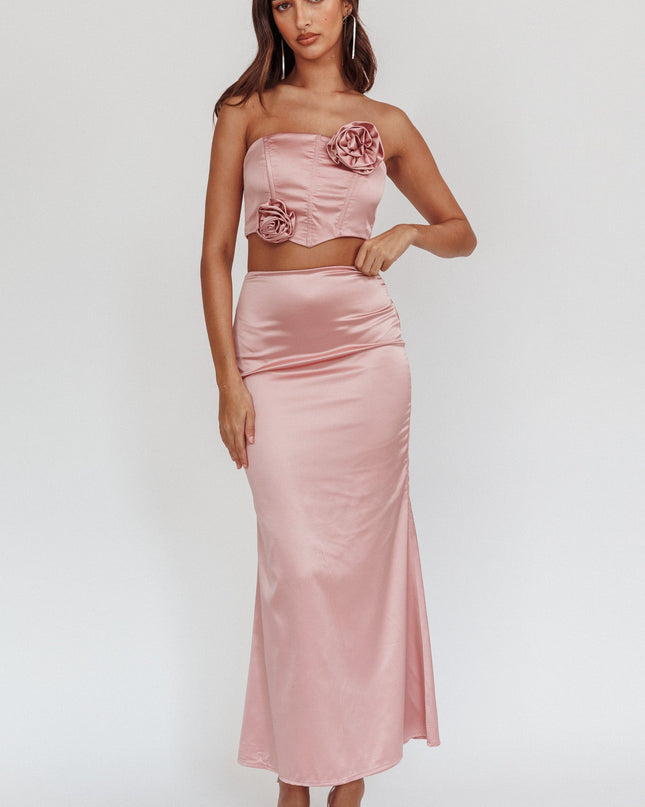 Mauve Dove Satin Maxi Skirt