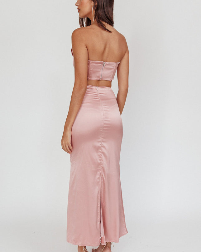 Mauve Dove Satin Maxi Skirt
