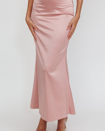 Mauve Dove Satin Maxi Skirt