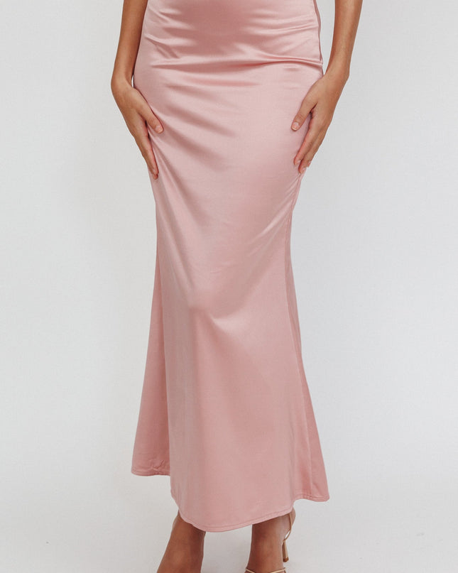 Mauve Dove Satin Maxi Skirt