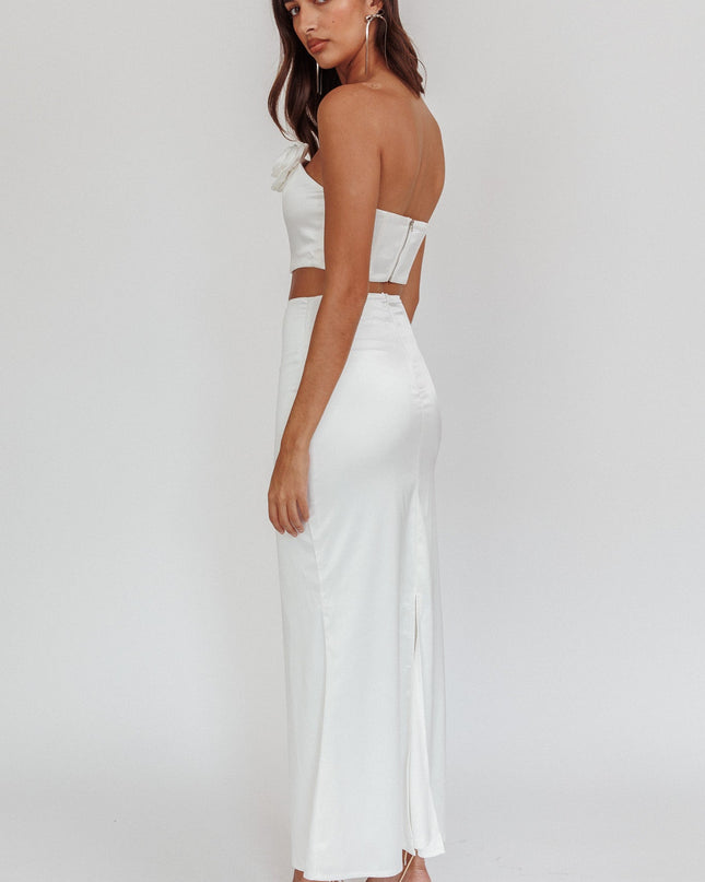 Oyster Dove Satin Maxi Skirt
