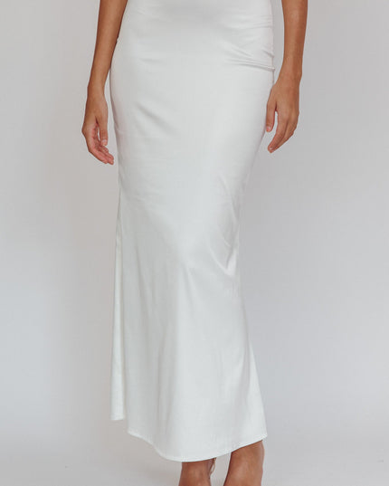 Oyster Dove Satin Maxi Skirt