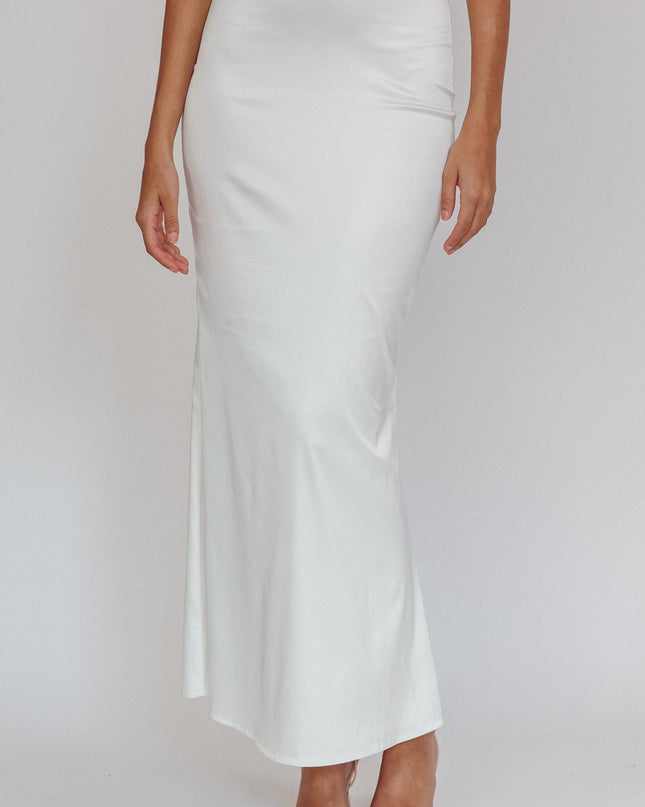 Oyster Dove Satin Maxi Skirt