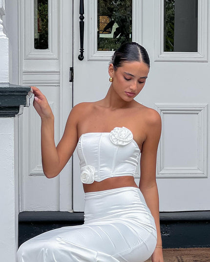 Oyster Dove Rosette Corset Top