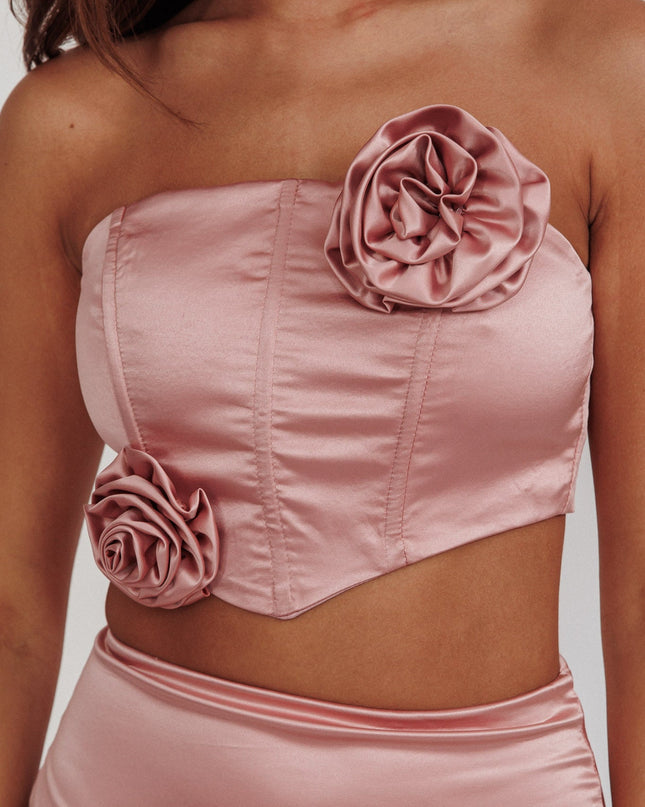 Mauve Dove Rosette Corset Top