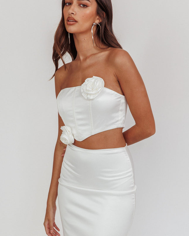 Oyster Dove Rosette Corset Top