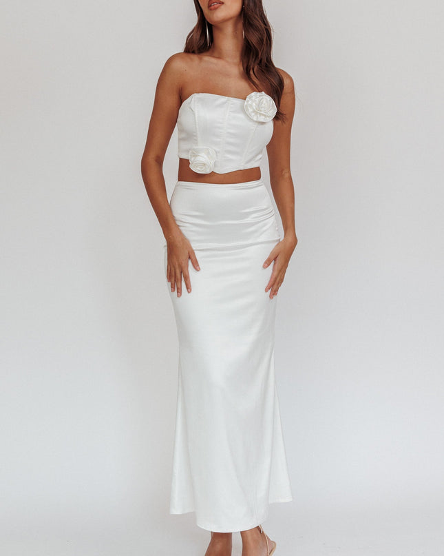 Oyster Dove Rosette Corset Top