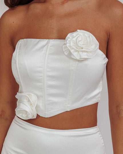Oyster Dove Rosette Corset Top