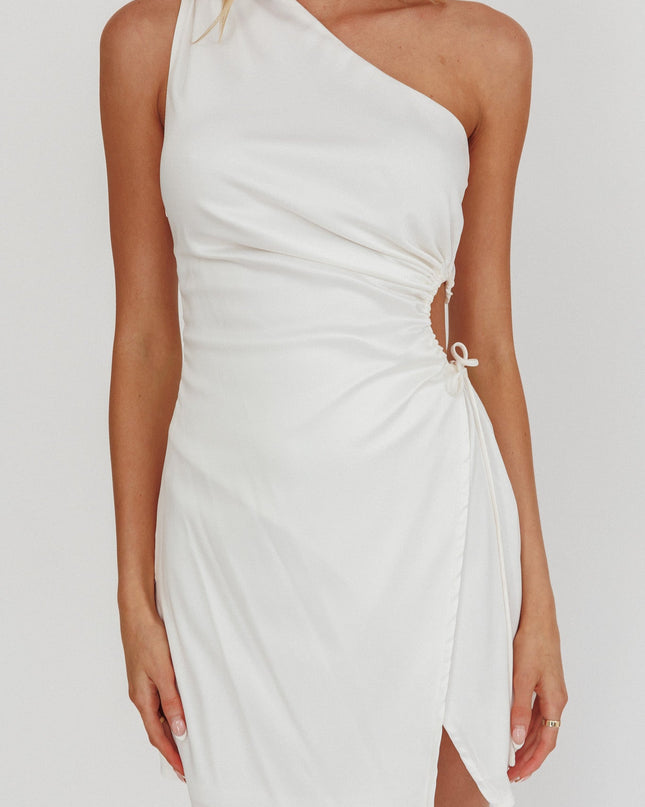 White Ruched Cut Out MIni Dress