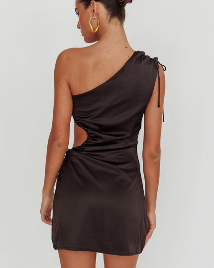 Black Ruched Cut Out Mini Dress