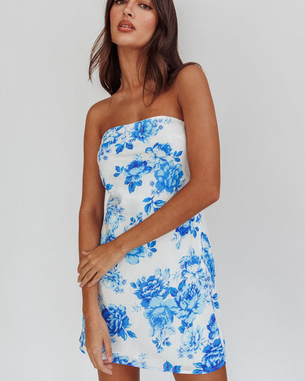 Blue Strapless Mini Dress