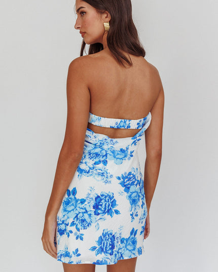 Blue Strapless Mini Dress