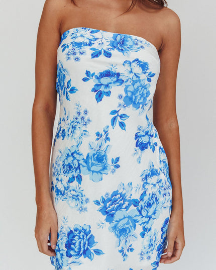 Blue Strapless Mini Dress