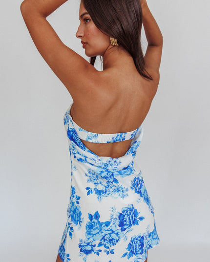 Blue Strapless Mini Dress
