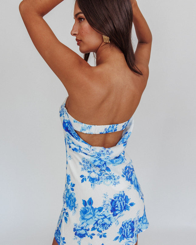 Blue Strapless Mini Dress