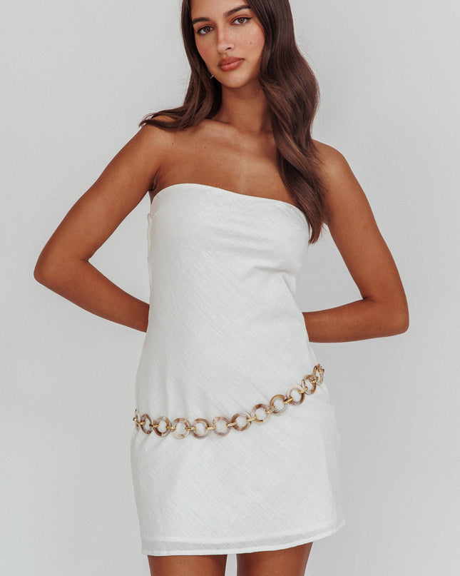 White Strapless Mini Dress
