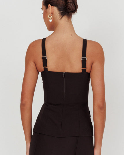 Black Do Front Zip Sleeveless Top