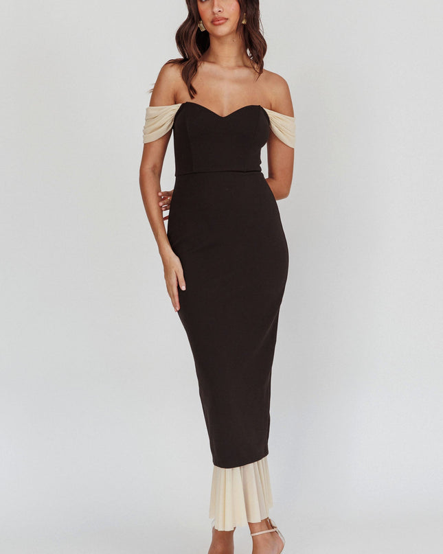 Black Off Shoulder Bodycon Maxi Dress