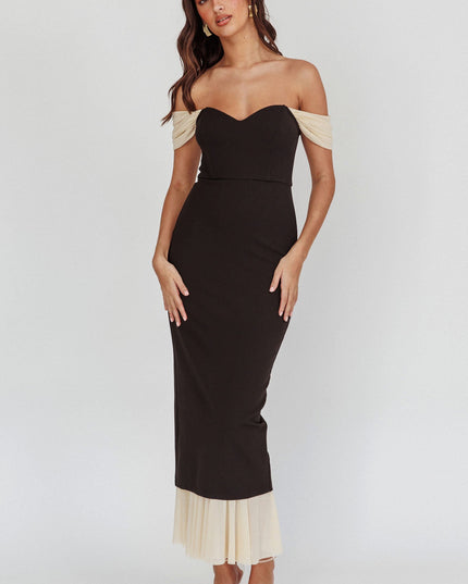 Black Off Shoulder Bodycon Maxi Dress