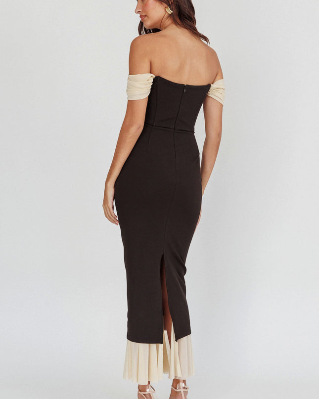 Black Off Shoulder Bodycon Maxi Dress