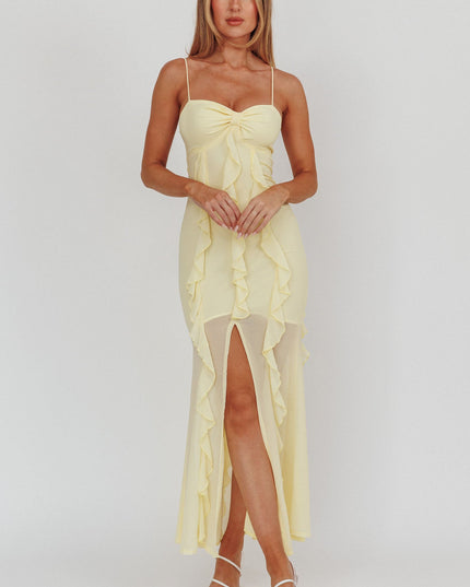 Lemon Ruffle Maxi Dress